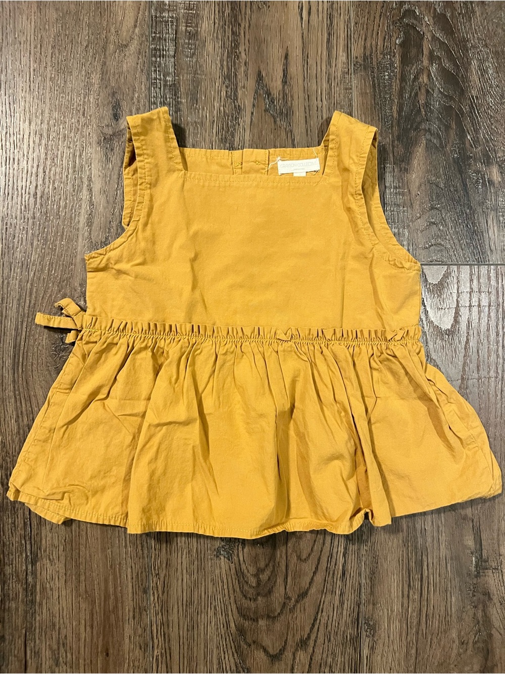 Girls' Mustard Yellow Sleeveless Peplum Top - Grayson Collective